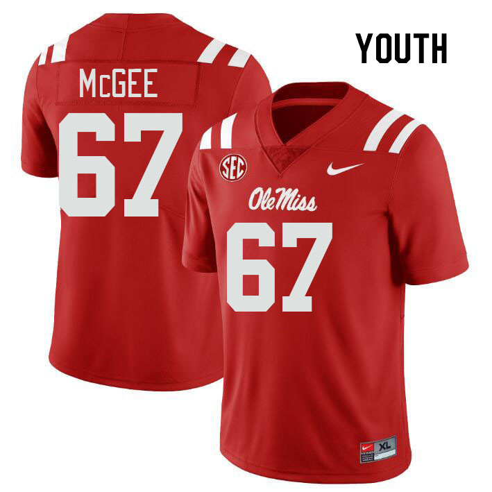 Youth #67 Quincy McGee Ole Miss Rebels College Football Jerseys Stitched Sale-Red